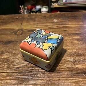 Vintage porcelain square Italian trinket box